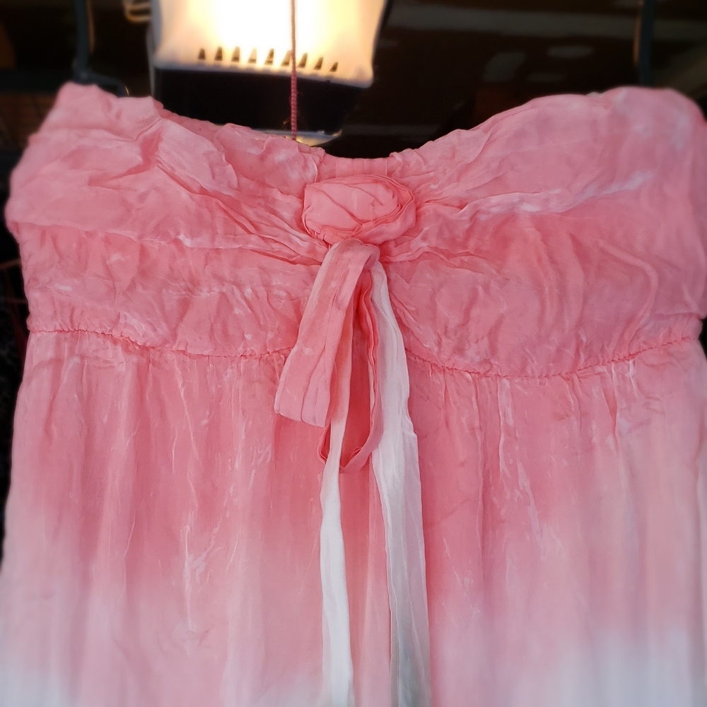 Silk Strapless TIE-DIE Maxi Dress - Picture 2 of 14